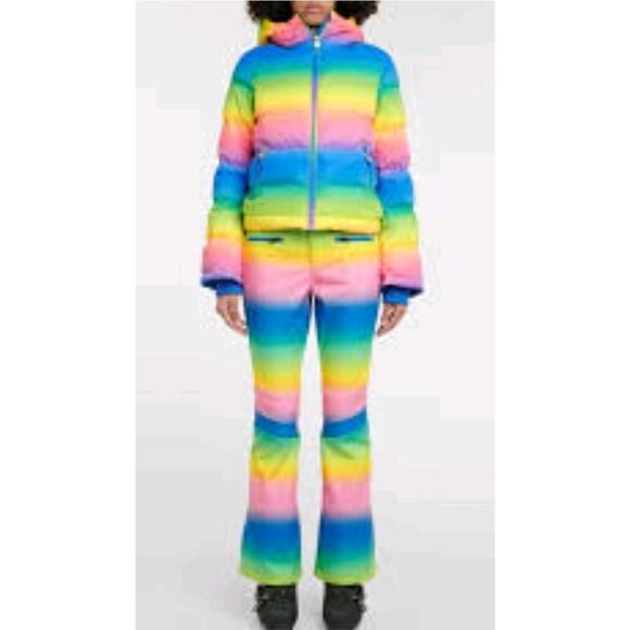 Perfect Moment Womens Multicolor Rainbow Flare Leg One-Piece Jumpsuit Size M - Picture 10 of 16